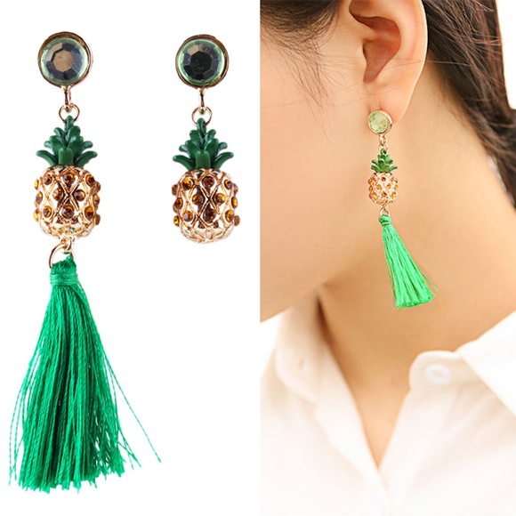 Jewelry - Pineapple Tassel Pierced Earrings